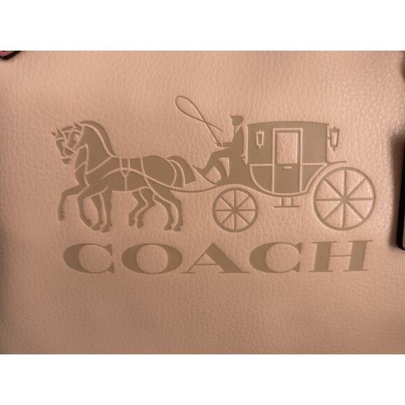 New Coach Leather Tote 27 Bag Pink Peach Blush C5775 Horse Carriage Colorblock - Picture 4 of 16